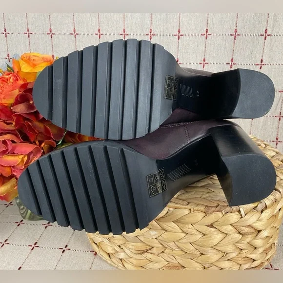 PAIGE “Natasha” Oxblood (Burgundy) Leather Short Boots Chunky Chelsea Bootie 9.5 - Picture 6 of 11